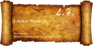 Lacko Henrik névjegykártya